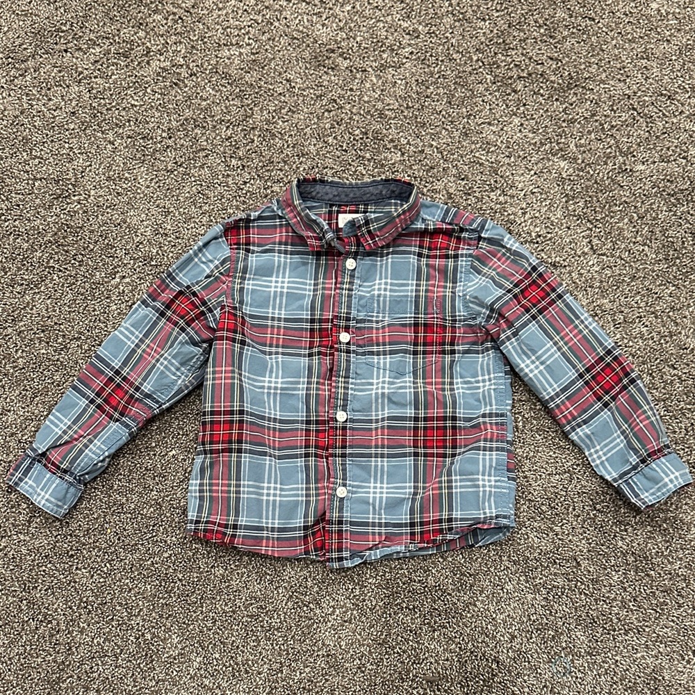 Cat & Jack Red and Blue Plaid Button Down Shirt